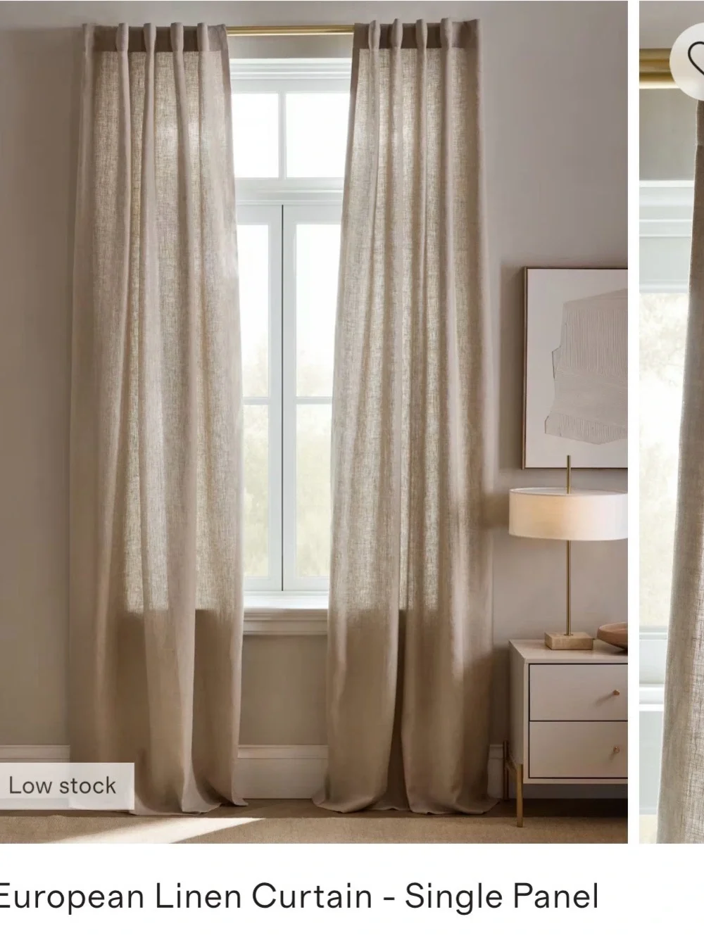 Quince European Luxe Linen Curtain Panel Flax (one panel)